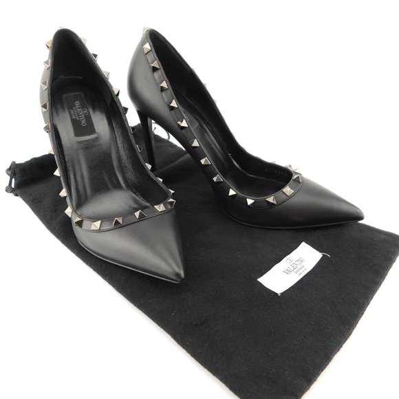 VALENTINO Rockstud Black Leather Pumps 39.5 - Picture 2 of 9